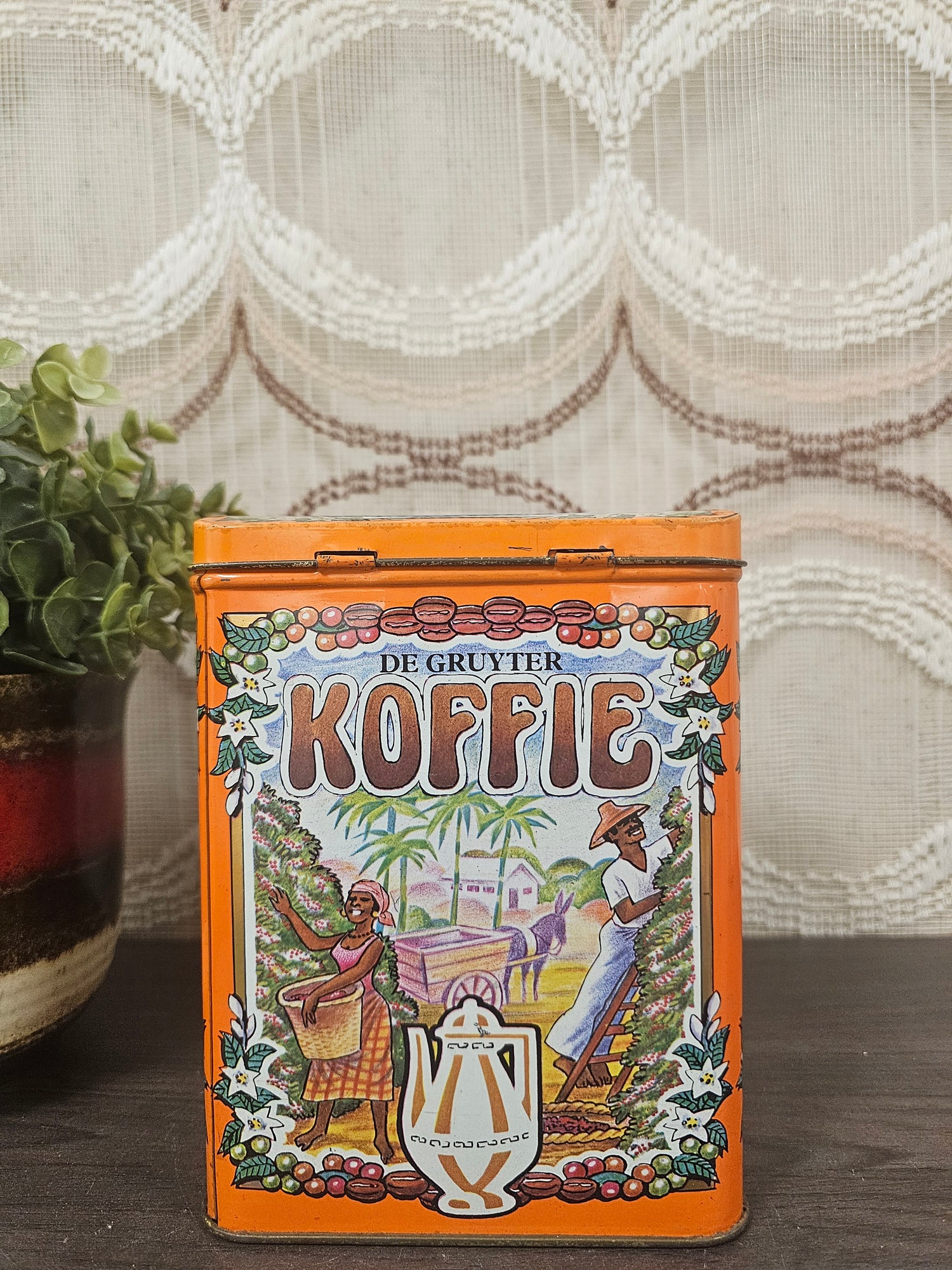 Vintage De Gruyter koffieblik oranje – 2x 250 gram