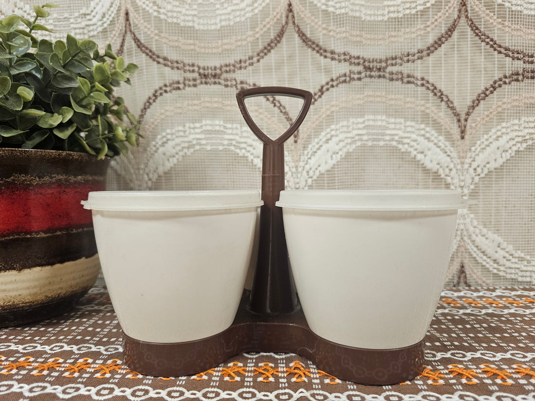 Tupperware trio carrousel cremekleur bruin