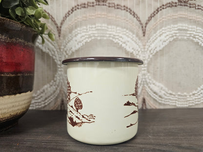 Emaille beker bruine bomen