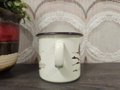 Emaille beker bruine bomen