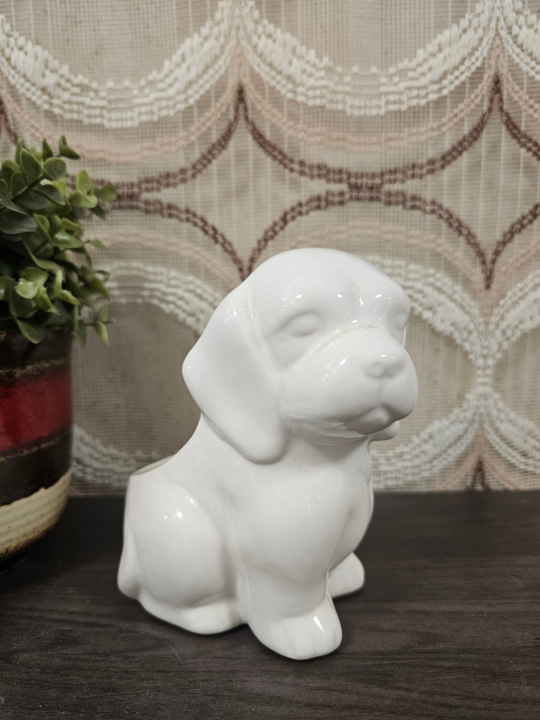 Bloempot wit hondje