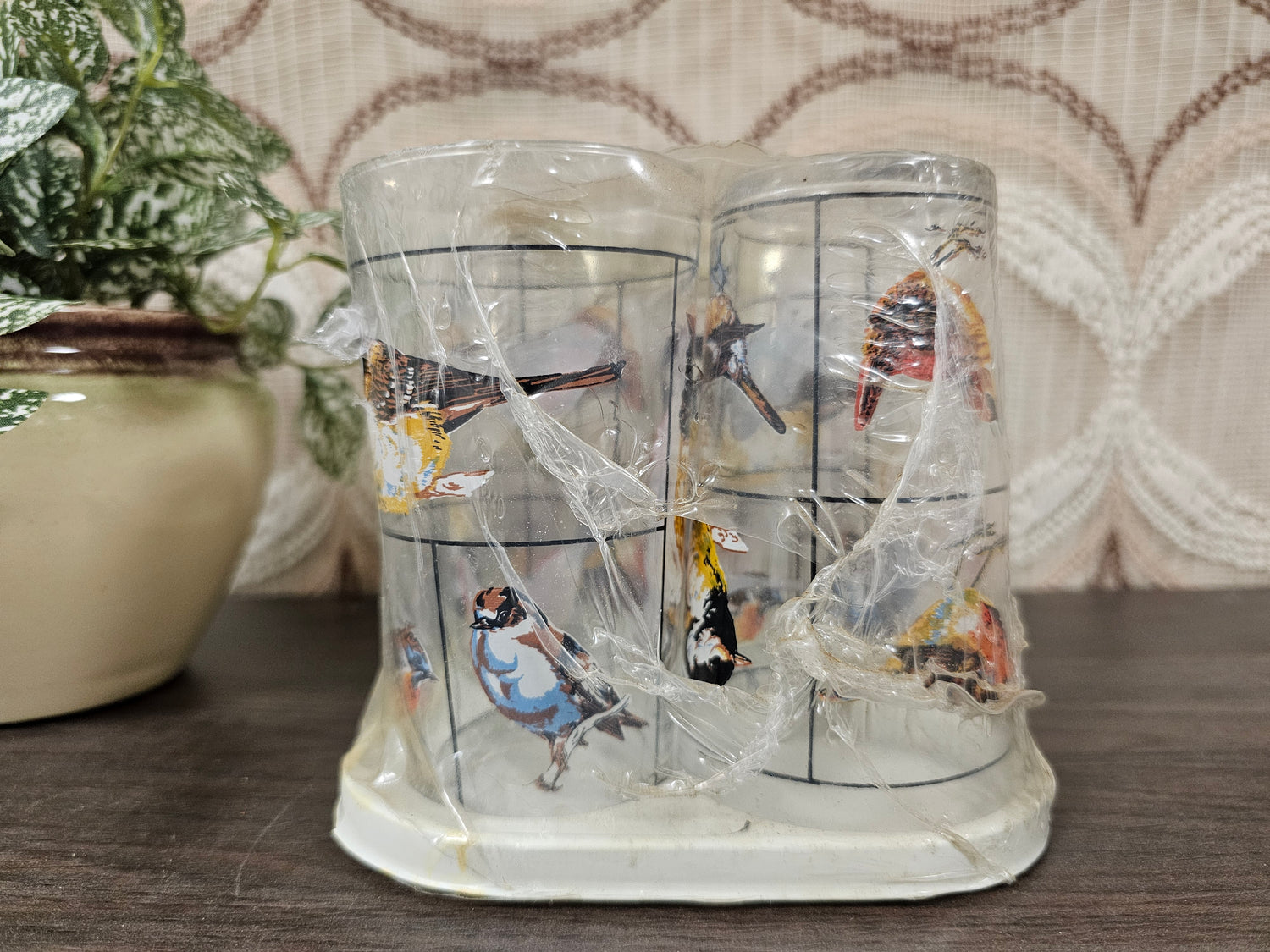 Vintage glazen met vogels