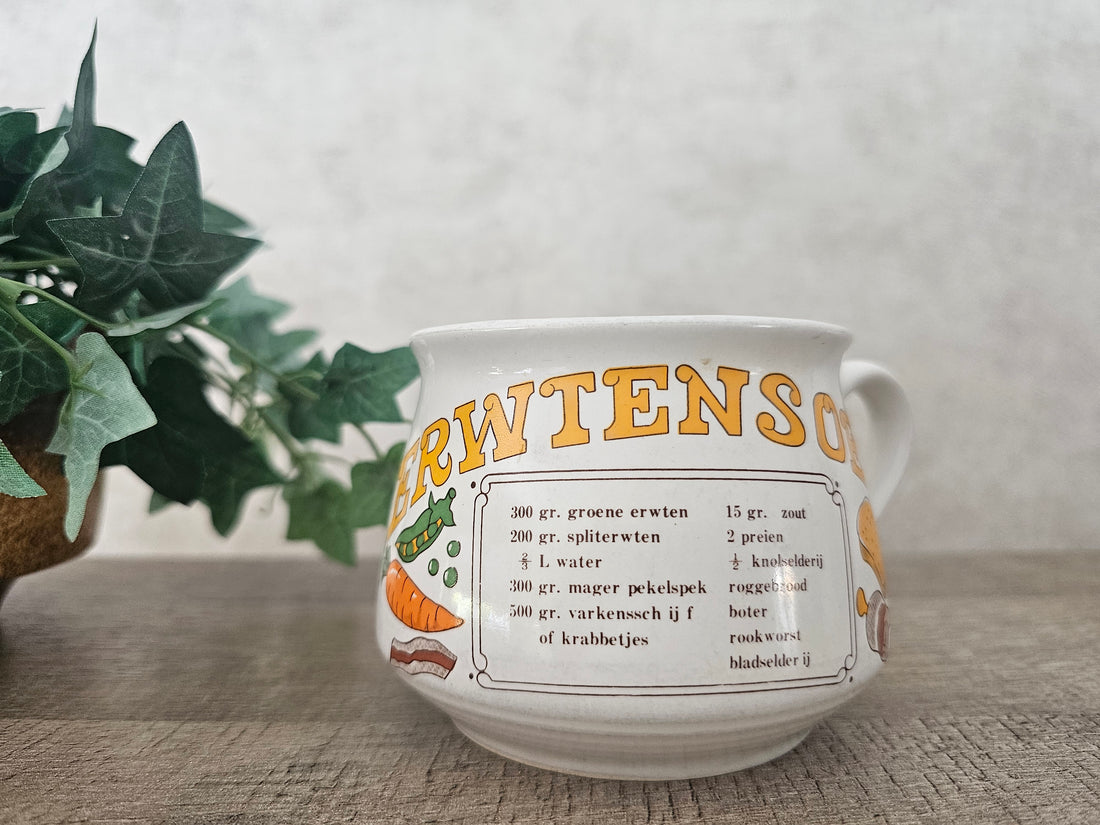 Vintage witte soepkom Erwtensoep