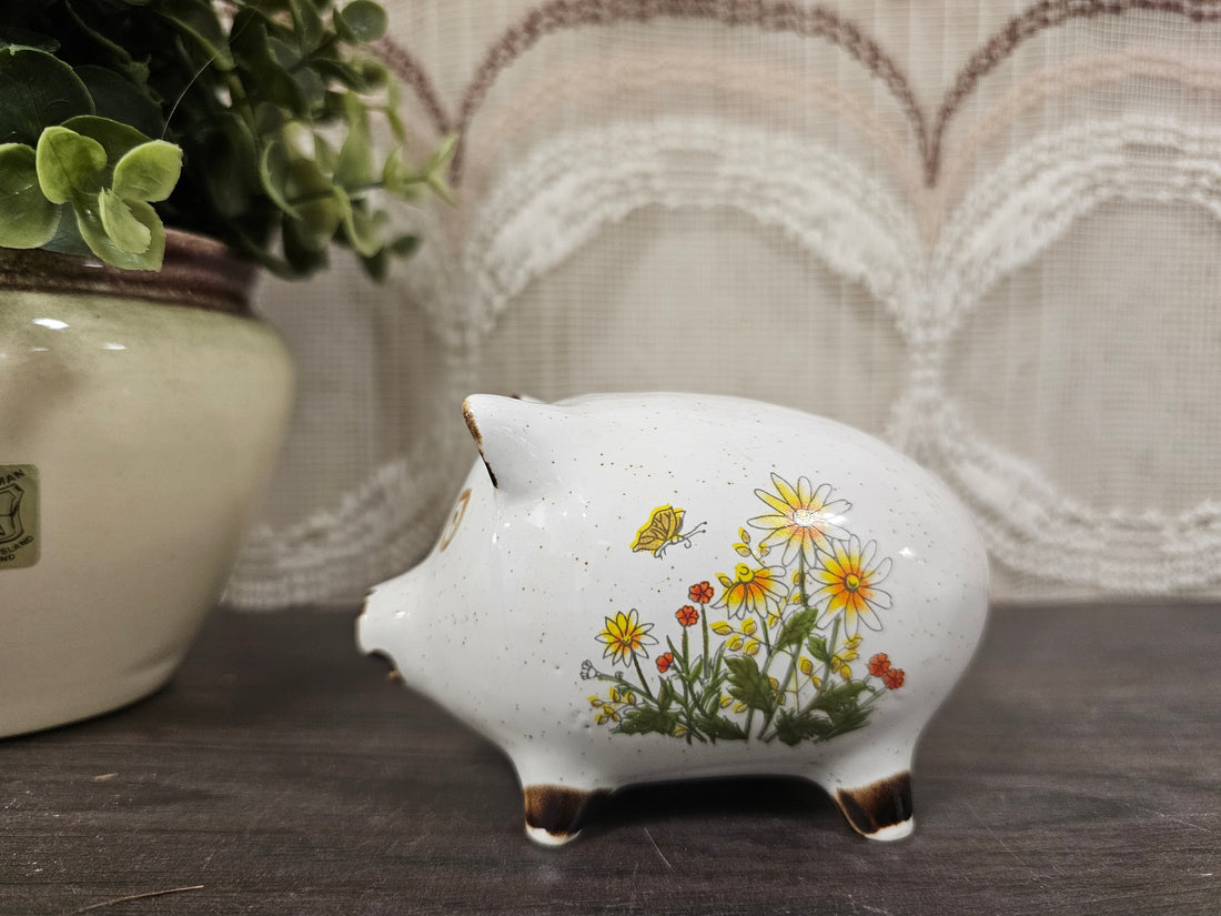 Wildflower spaarvarken oranje bloemen