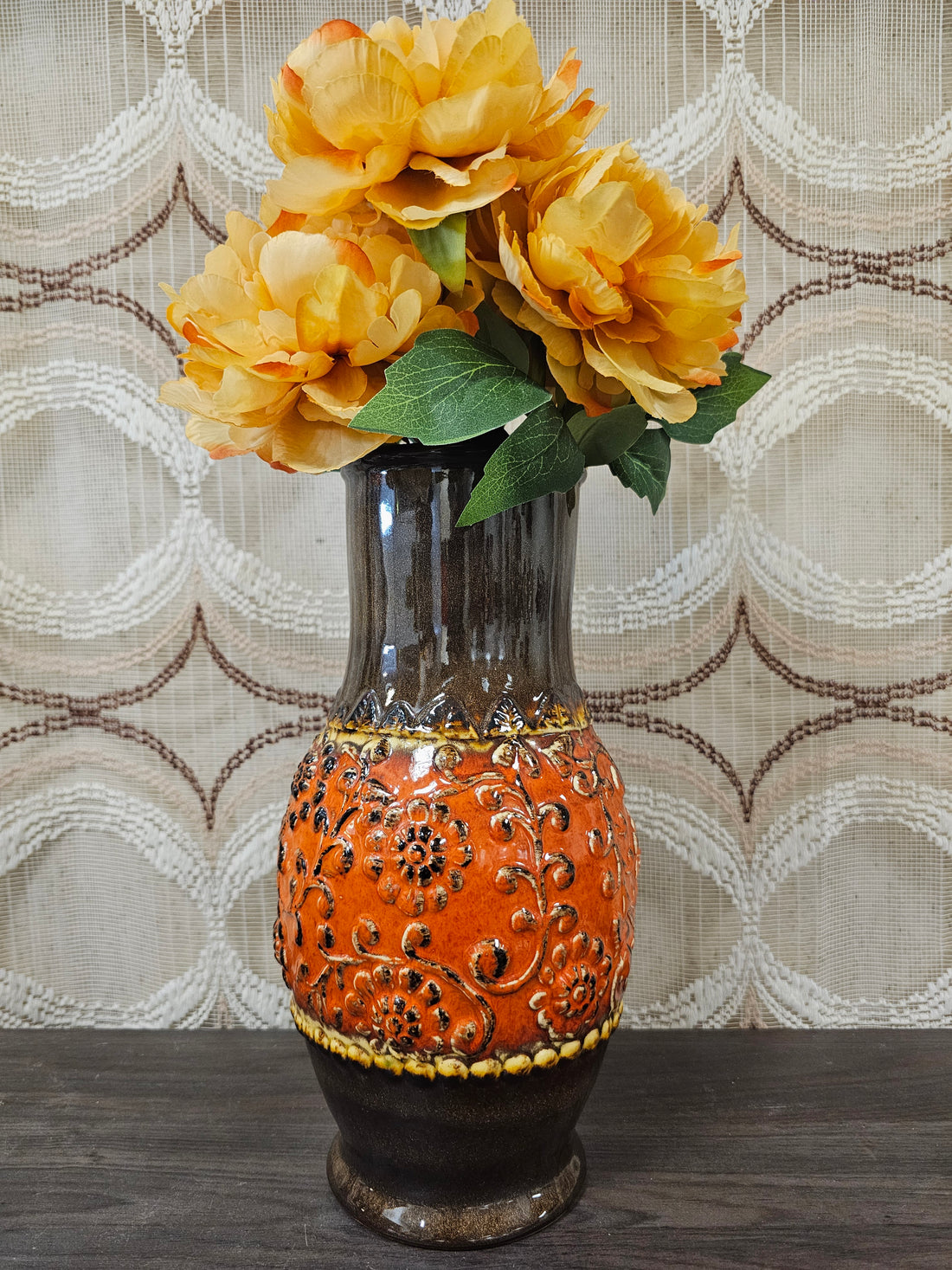 West Germany vaas oranje bruin 728-30