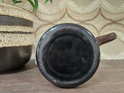 Emaille koffiepot cremekleur met zwart