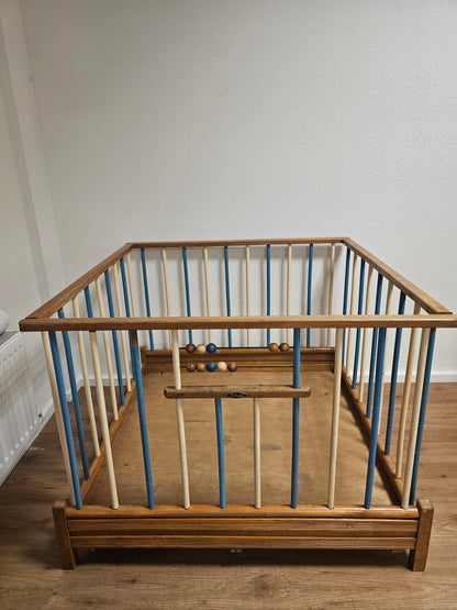 Vintage Kibofa houten box jaren 70 | Inklapbaar met kralenframe