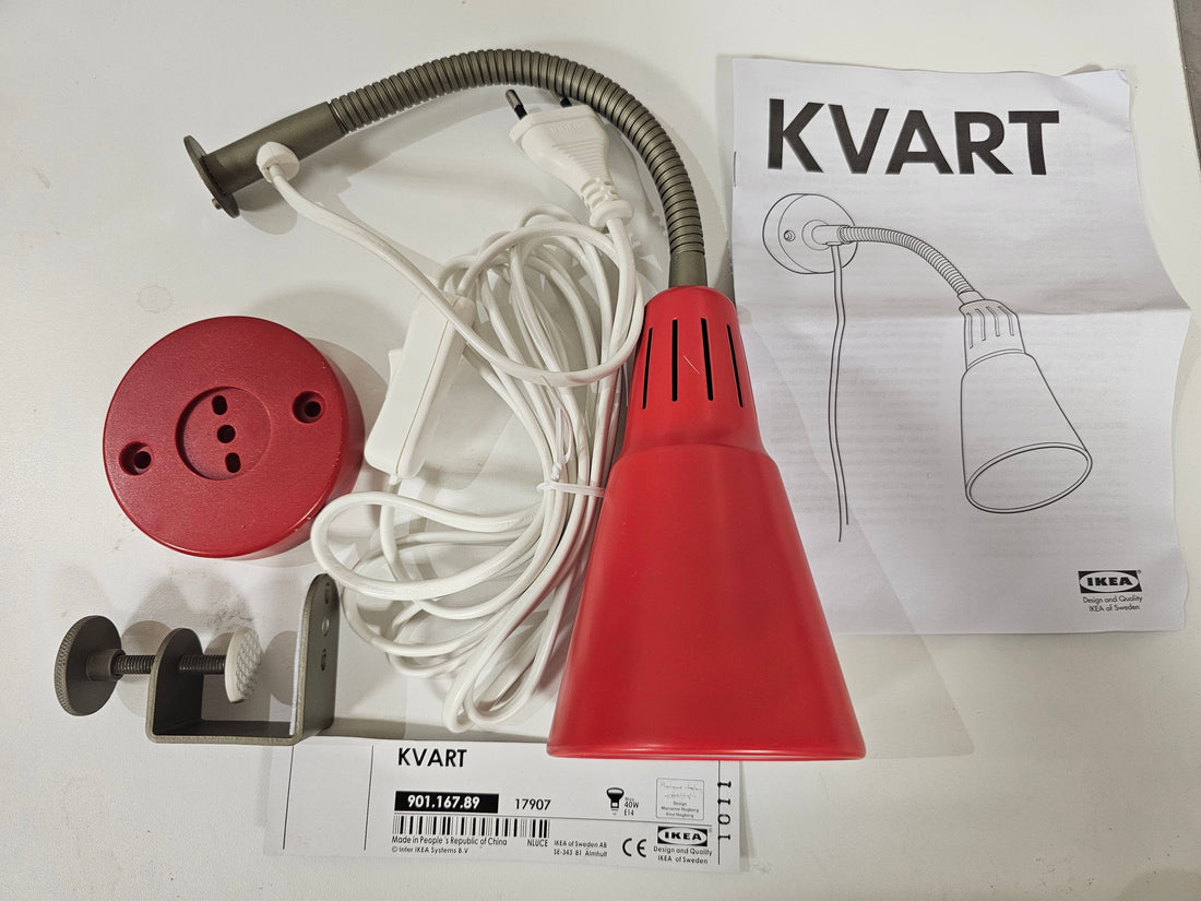 Ikea KVART V0401 klemspot muurspot rood