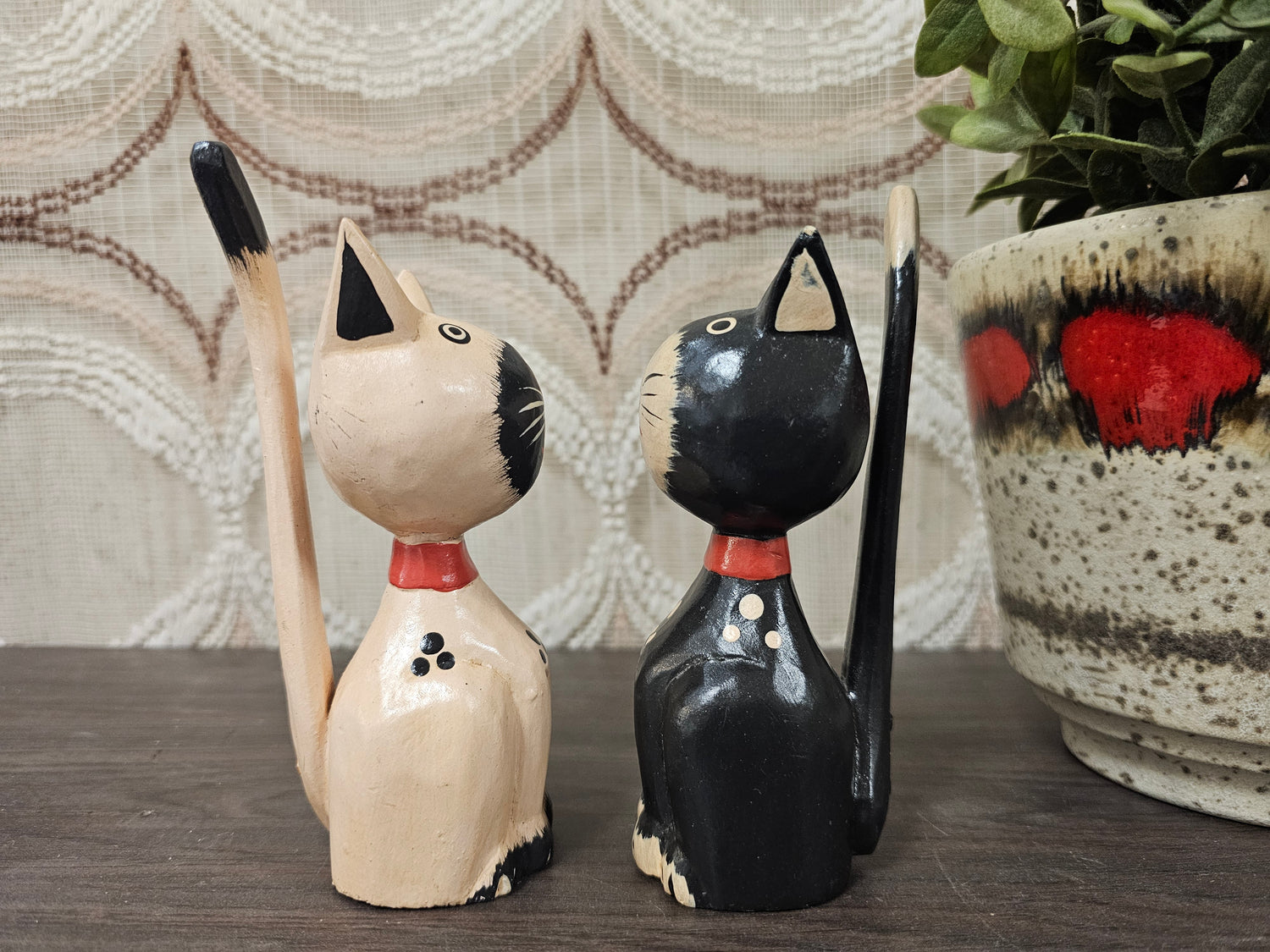 Houten katten set van 2