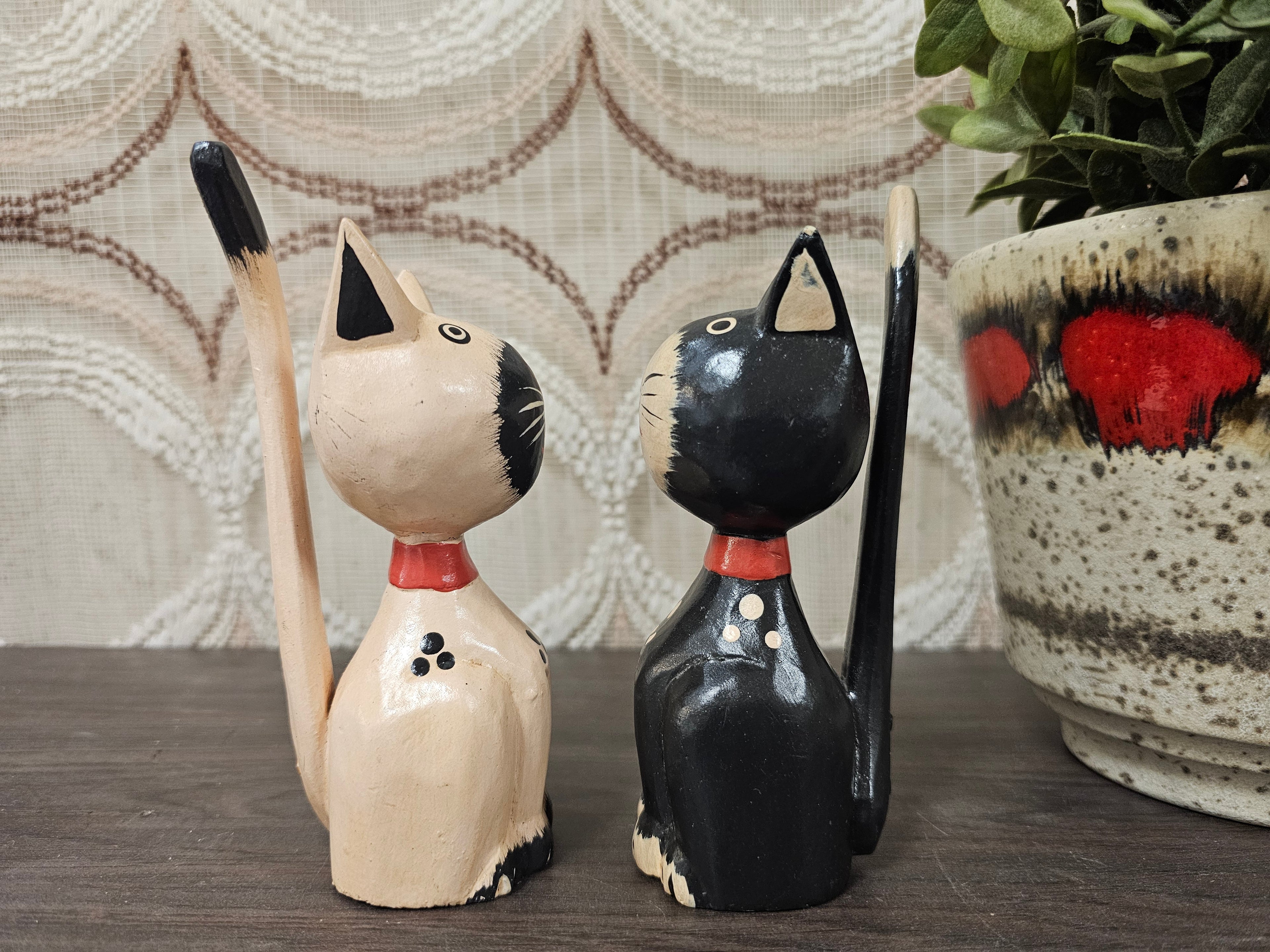 Houten katten set van 2