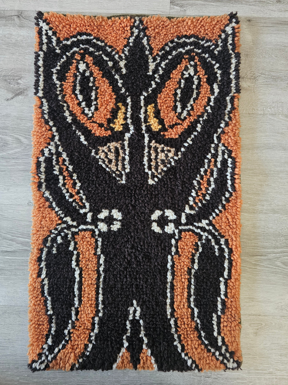 Smyrna wol knoopkleed met uil handgeknoopt kleed 79x47 cm