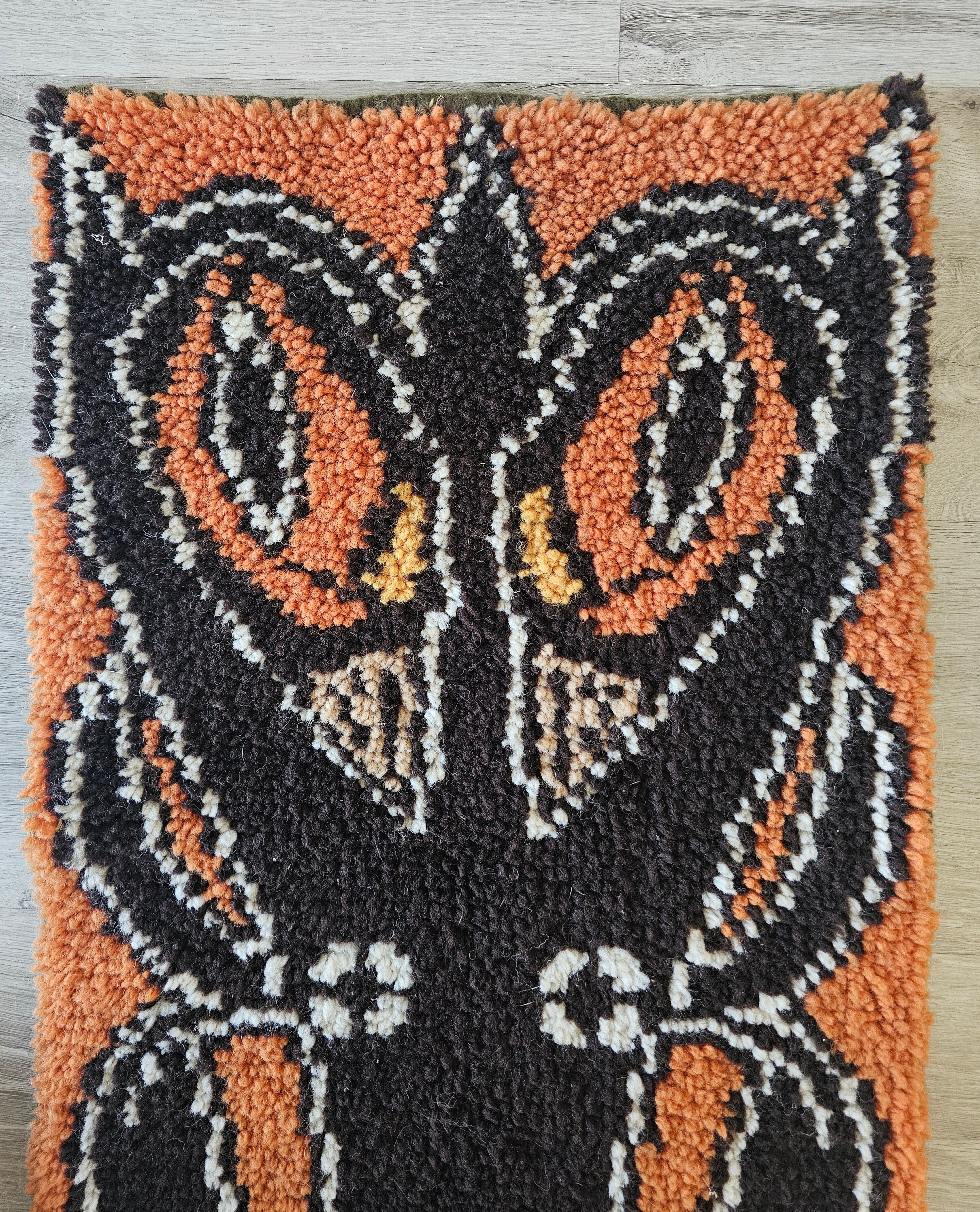 Smyrna wol knoopkleed met uil handgeknoopt kleed 79x47 cm