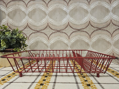 Vintage rood metalen afdruiprek jaren ’70 – 34 x 40,5 cm