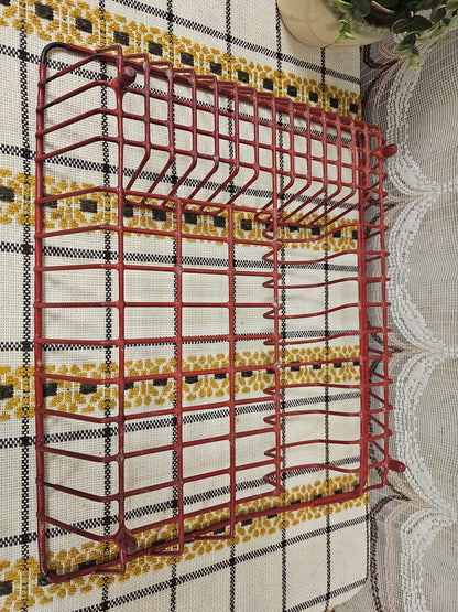 Vintage rood metalen afdruiprek jaren ’70 – 34 x 40,5 cm