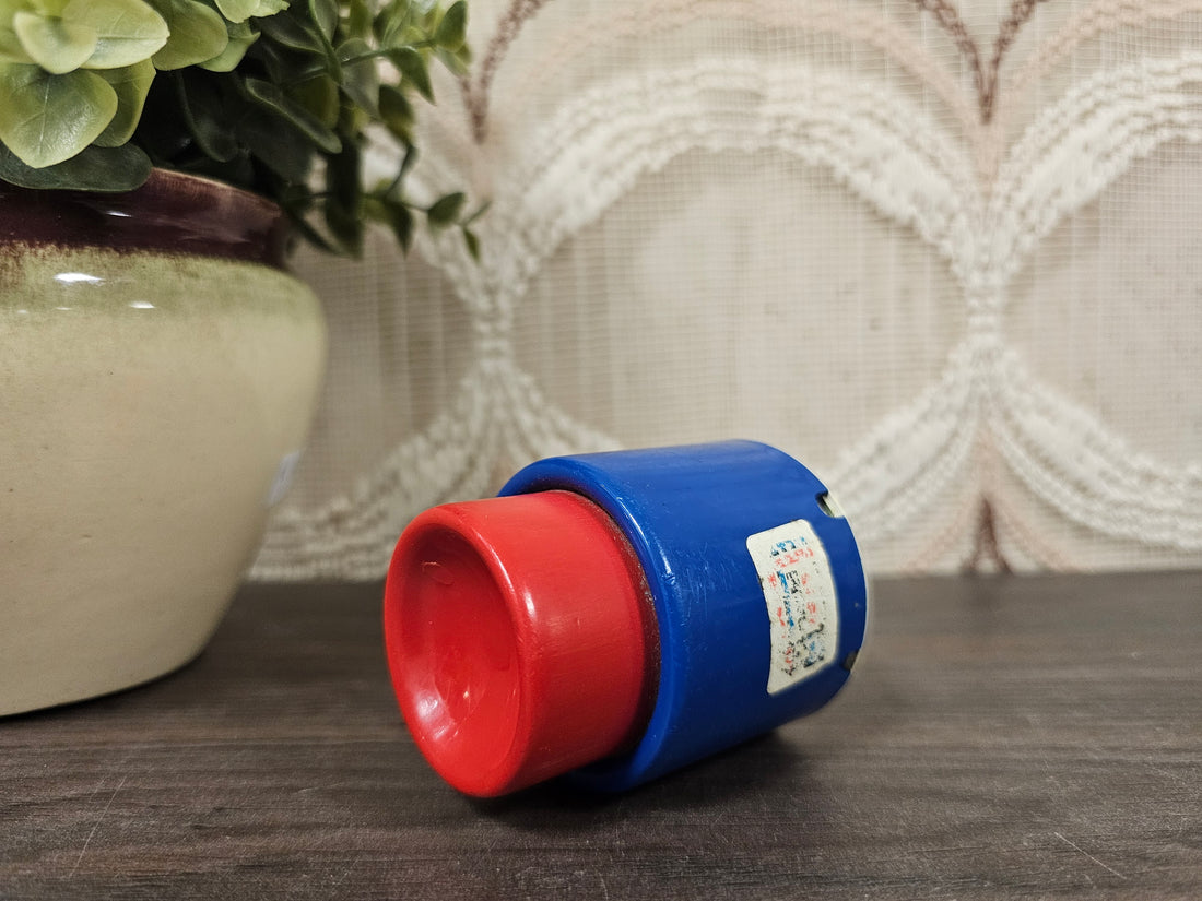 Ambi Toys vintage piep speelgoed rood blauw