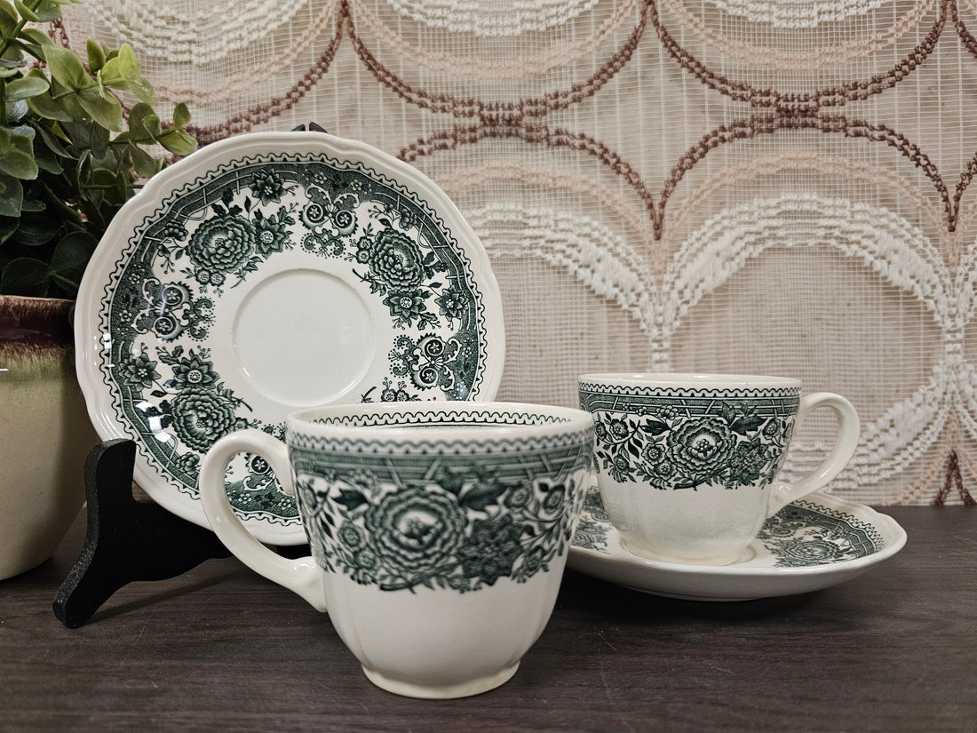 Villeroy &amp; Boch Burgenland groen kop en schotel gebloemd porselein