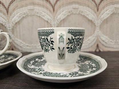 Villeroy &amp; Boch Burgenland groen kop en schotel gebloemd porselein