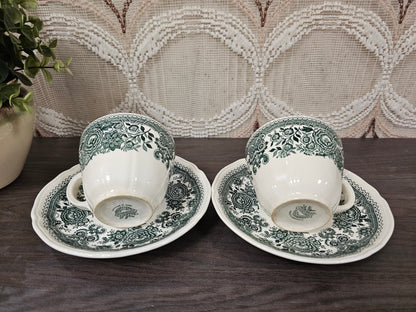 Villeroy &amp; Boch Burgenland groen kop en schotel gebloemd porselein
