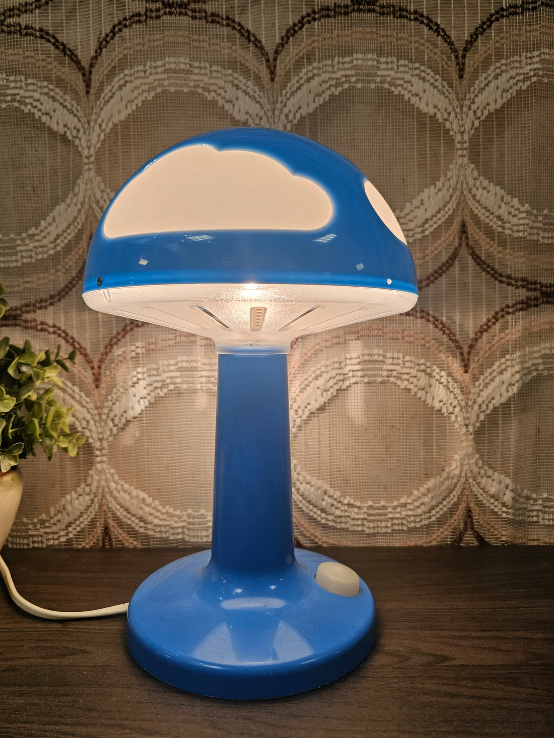 IKEA Skojig paddenstoellamp blauw met wolken