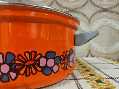 Brabantia pan Diana bloemmotief jaren ’70 – Ø 24,5 x 11 cm