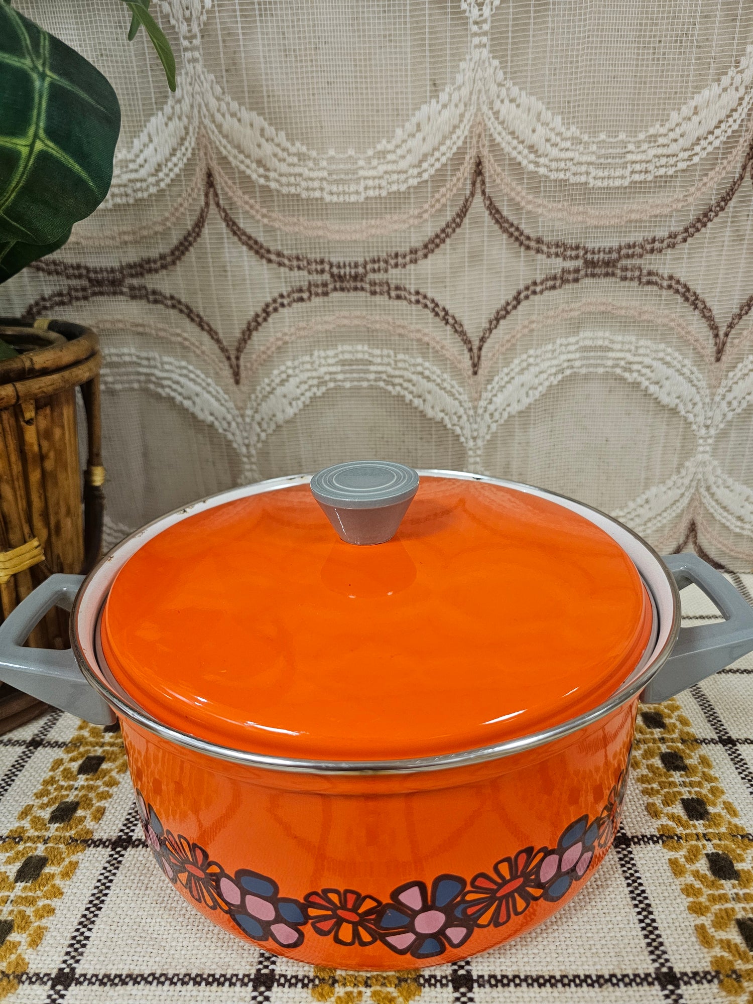 Brabantia pan Diana bloemmotief jaren ’70 – Ø 24,5 x 11 cm