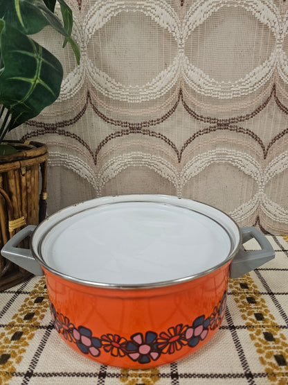 Brabantia pan Diana bloemmotief jaren ’70 – Ø 24,5 x 11 cm