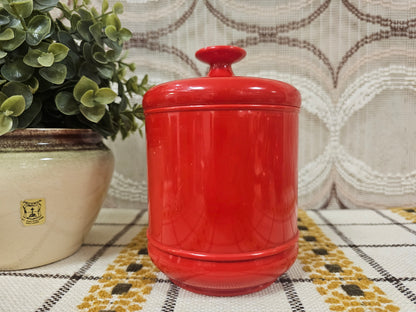 Vintage Emsa rode voorraadpot koffie met originele stickers – jaren ’70