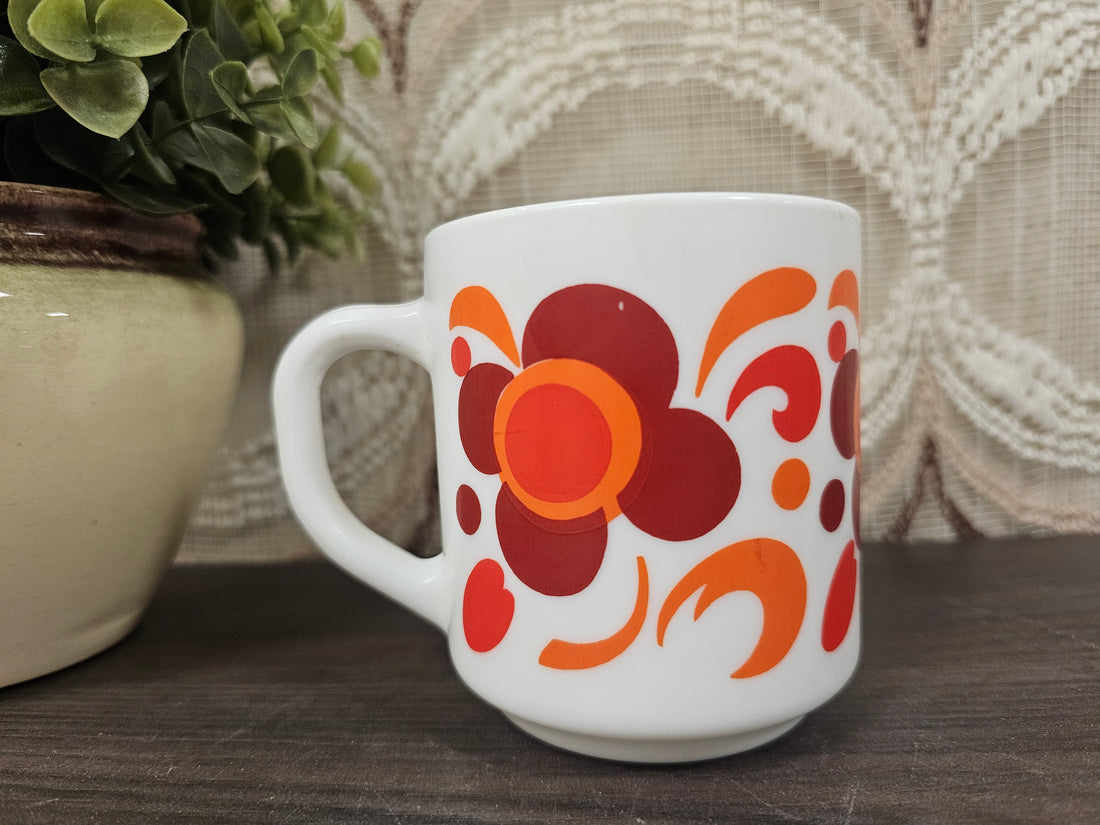 Arcopal beker oranje rode bloemen Knorr