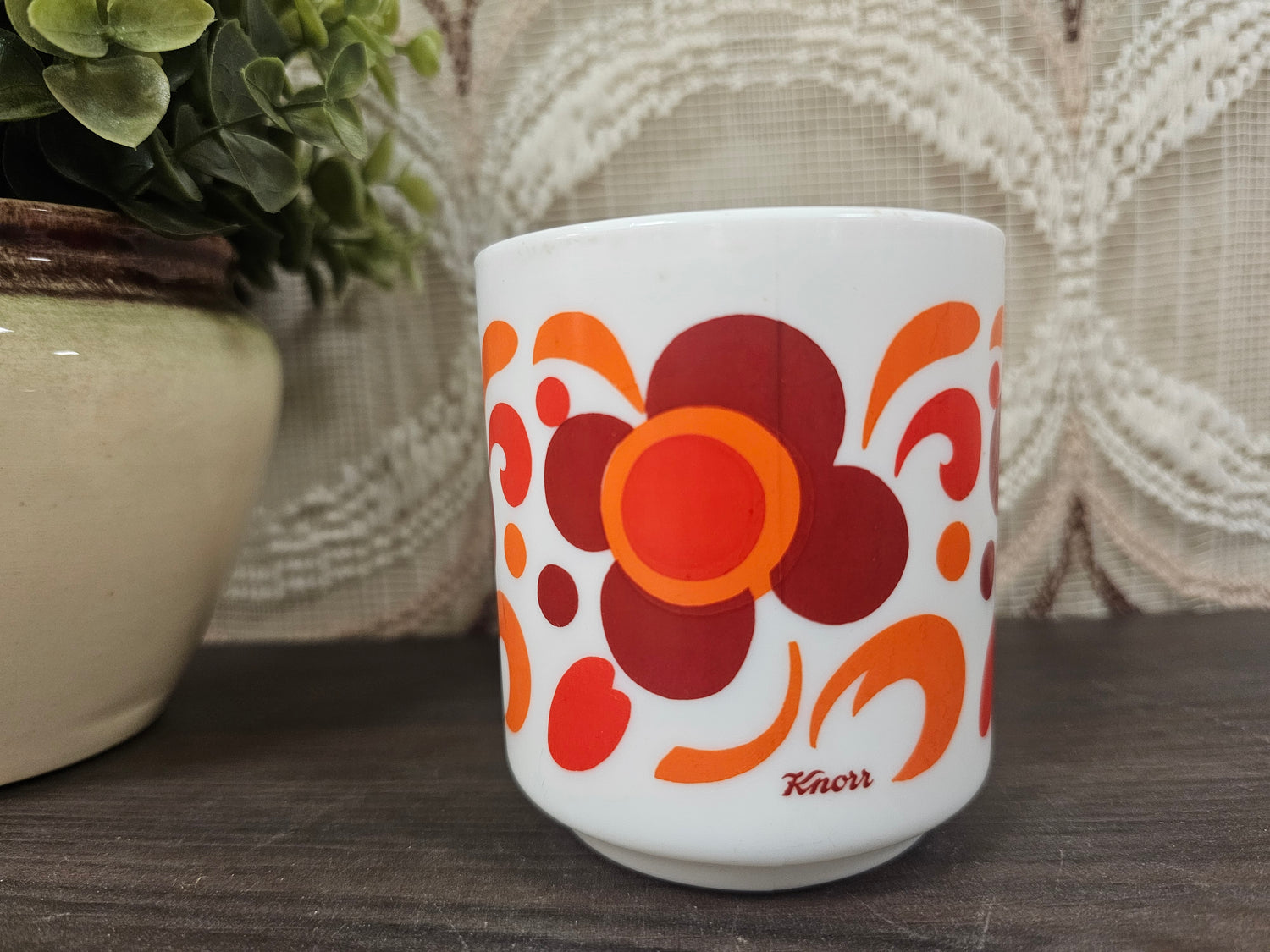 Arcopal beker oranje rode bloemen Knorr