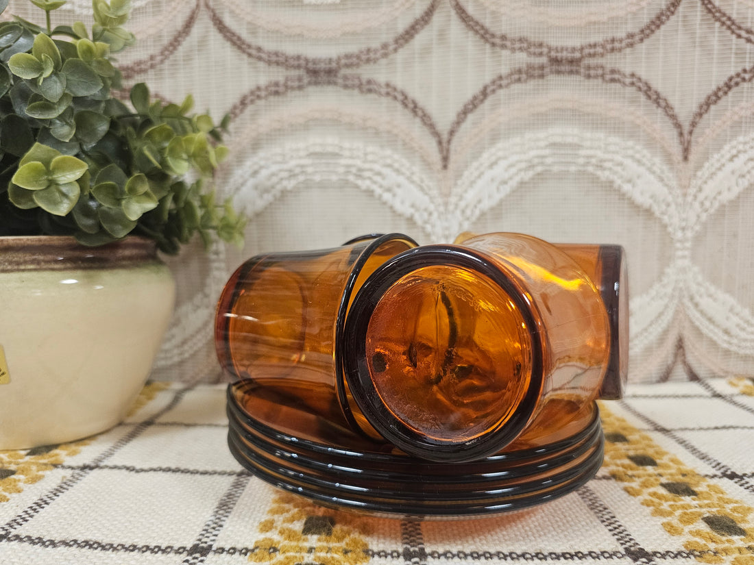 Duralex glazen kop en schotel amber