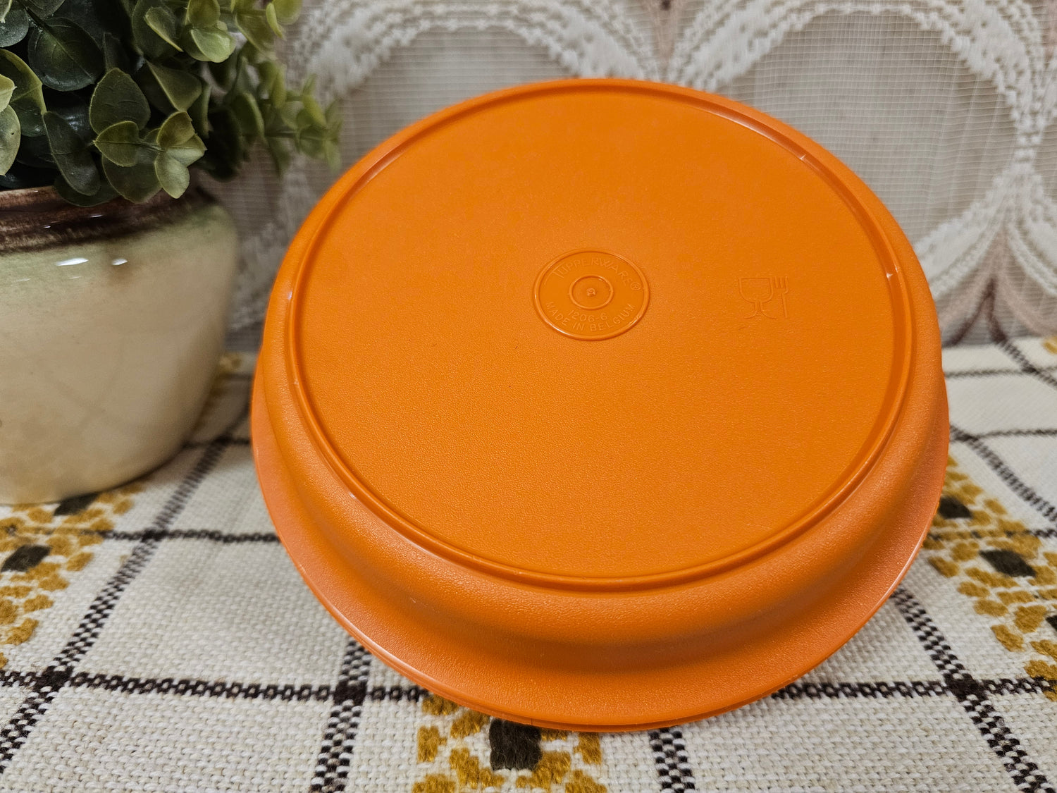 Vintage Tupperware oranje trommel uit de jaren 70 – Ø 17 cm