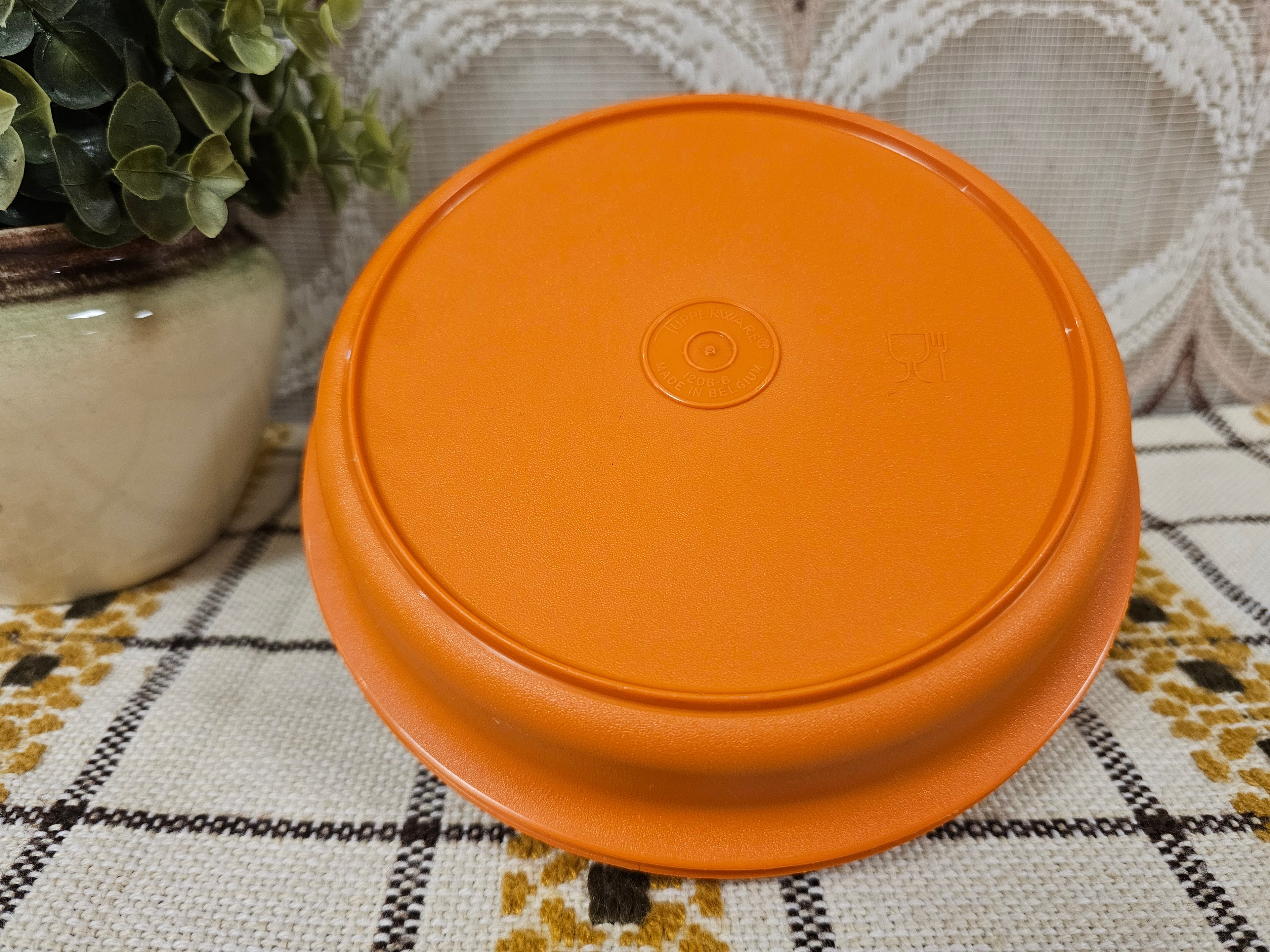 Vintage Tupperware oranje trommel uit de jaren 70 – Ø 17 cm