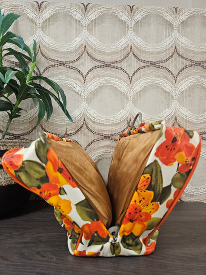 Vintage theebeurs met knip bloemenpatroon breed model