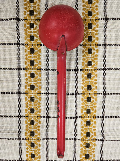 Vintage emaille soeplepel | Rood-wit | Decoratief keukengerei