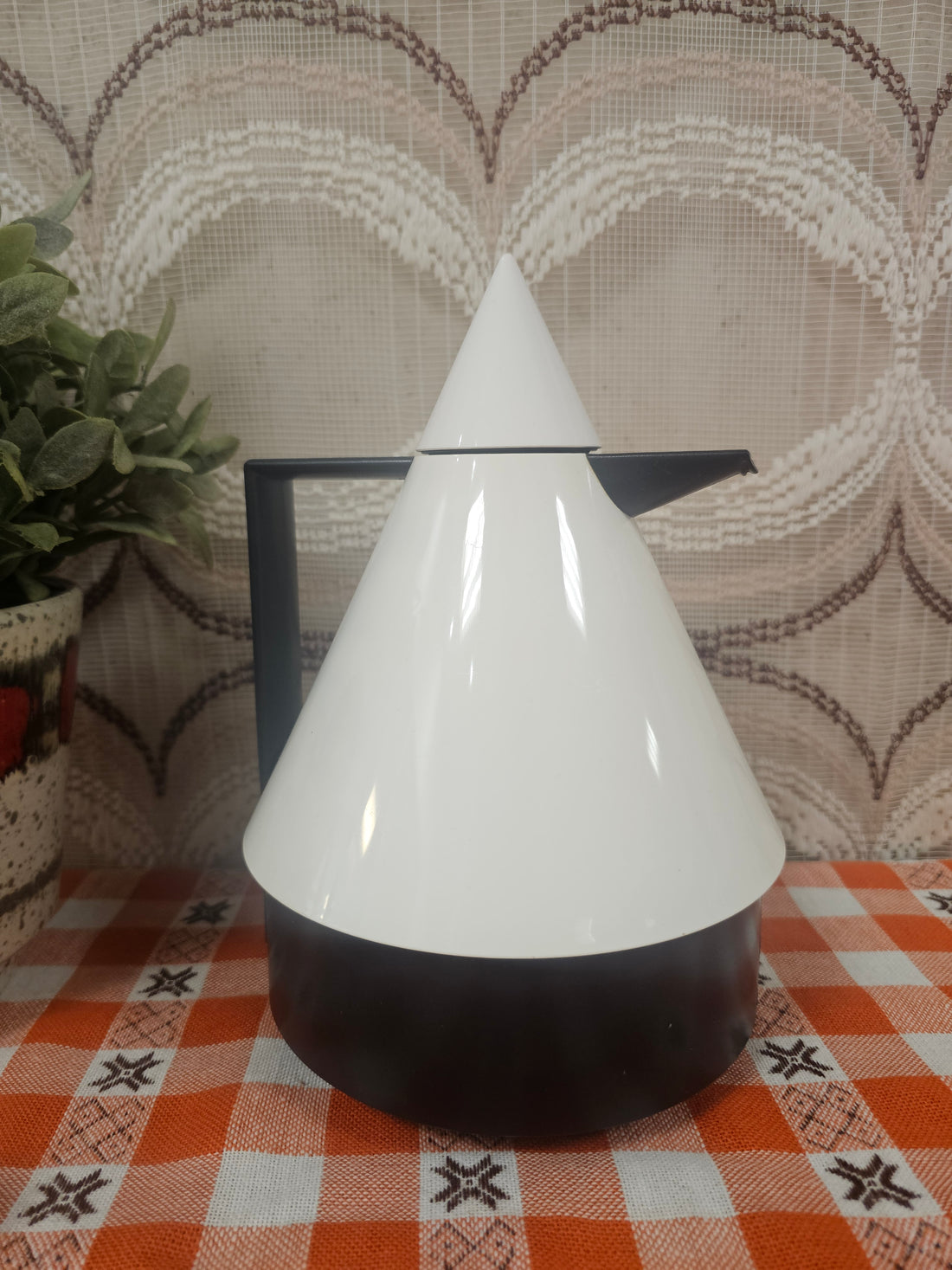 Vintage Emsa Rio Memphis style thermoskan zwart / wit