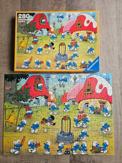 Ravensburger puzzel Smurfen 1983 In het dorp van de Smurfen 280 stukjes