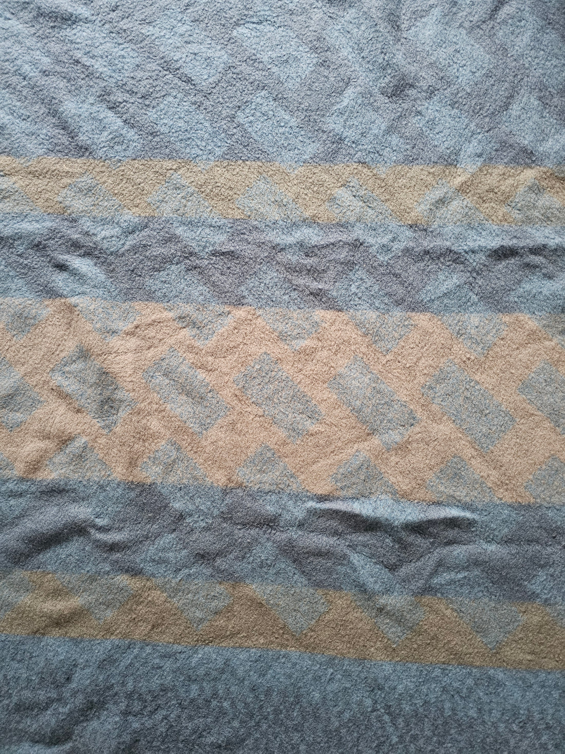 Aabe vintage wollen deken blauw beige 215x200 cm