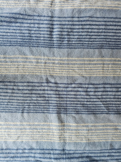 Vintage Zaalberg wollen deken blauw gestreept/effen – 208 × 215 cm