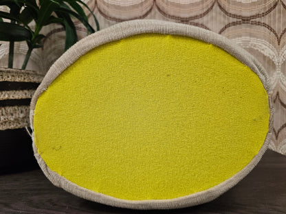 Vintage theebeurs met knip naturel stof en kwastsluiting