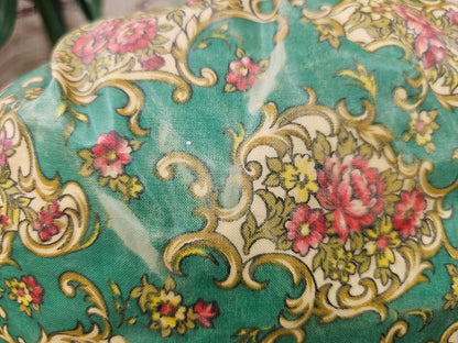 Vintage theebeurs met knip groen bloemenpatroon