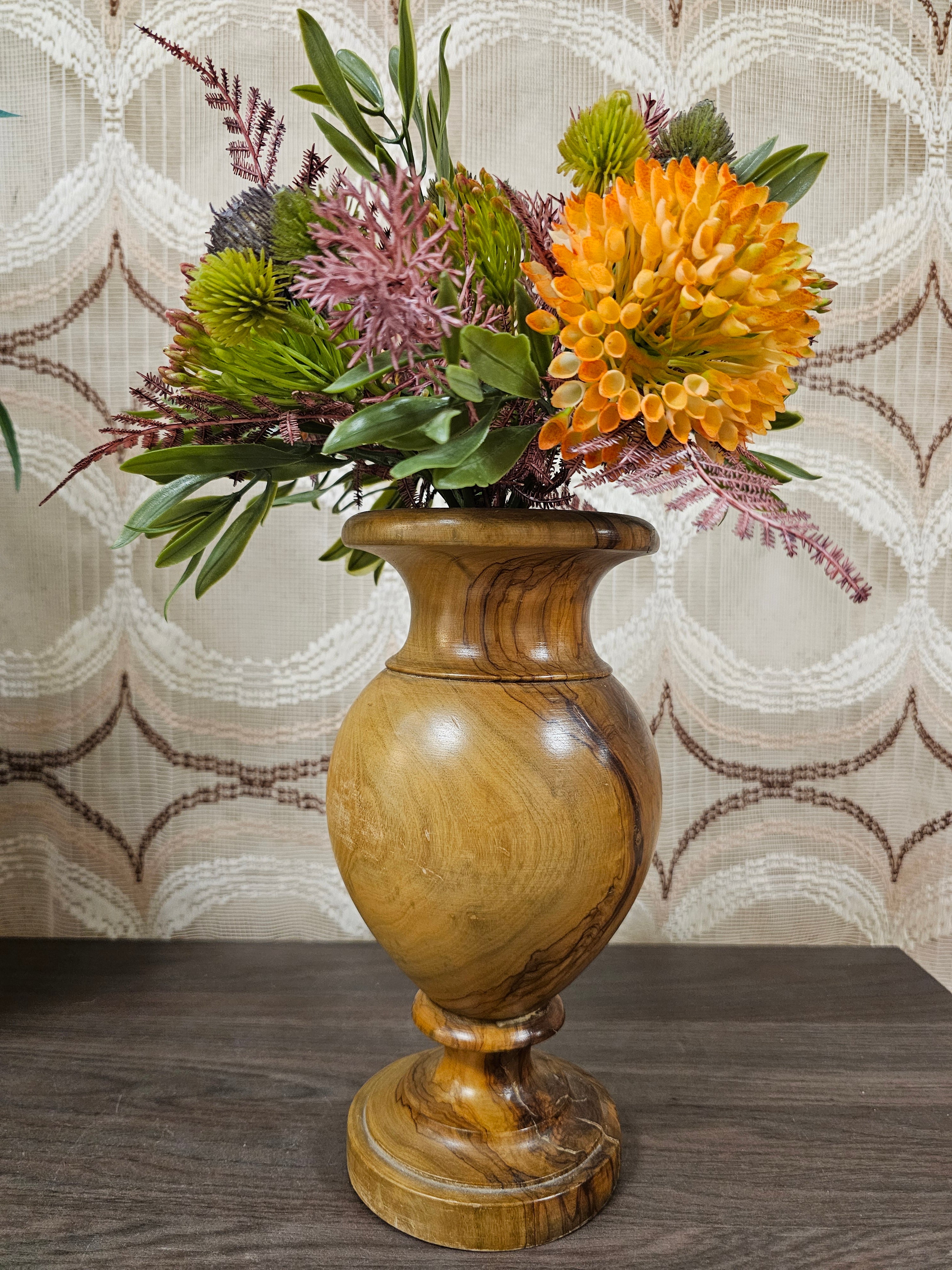 Houten vaas vintage 23,5 cm