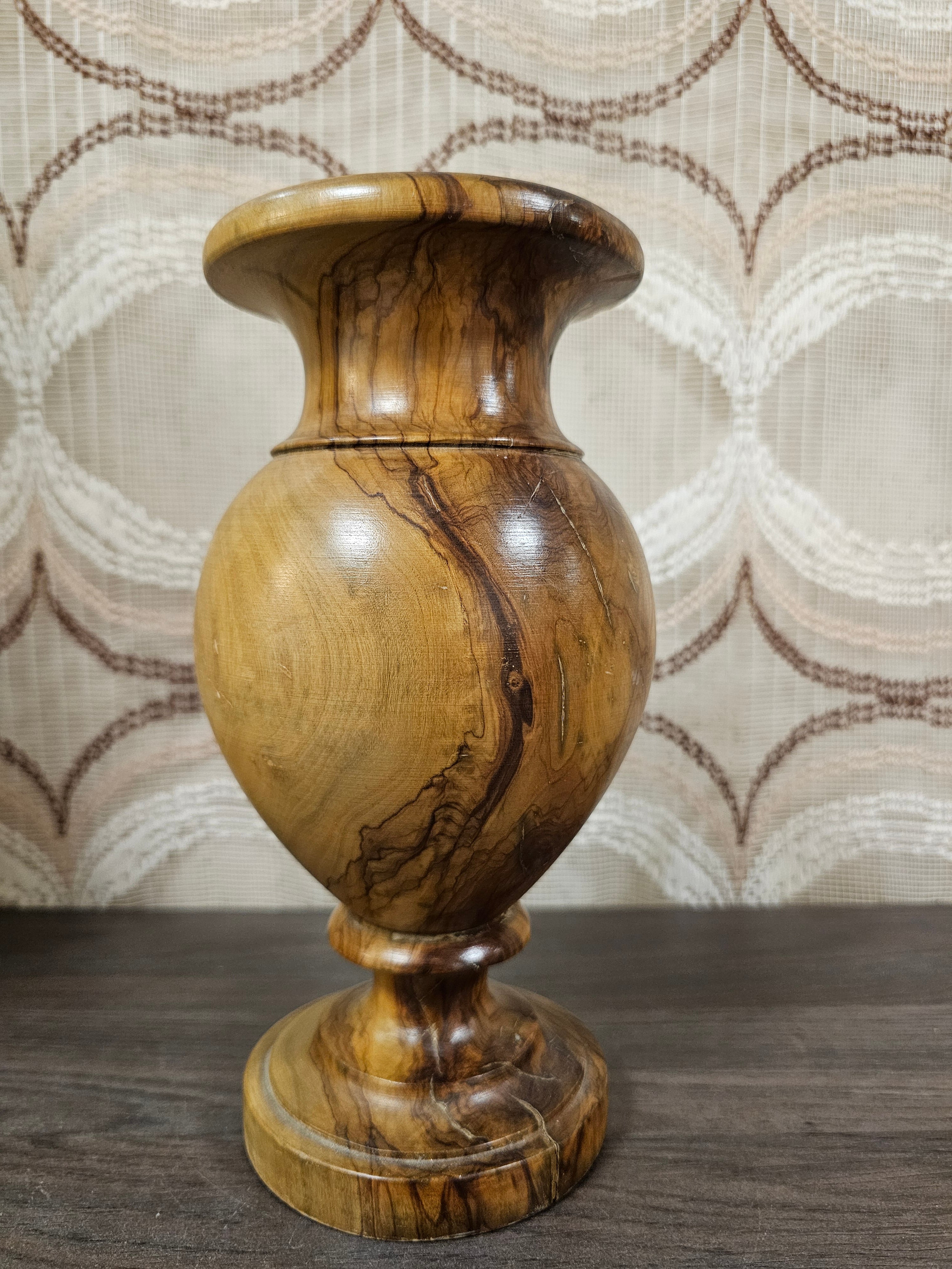 Houten vaas vintage 23,5 cm
