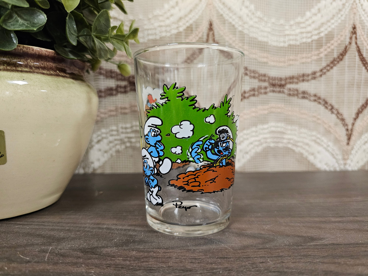 Smurfen glas Peyo 1994 met dynamiet-scène