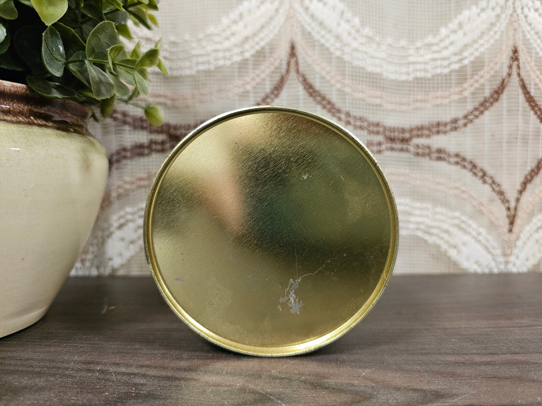 Rond vintage blik donkergroen Herfstmotief 9,5 cm