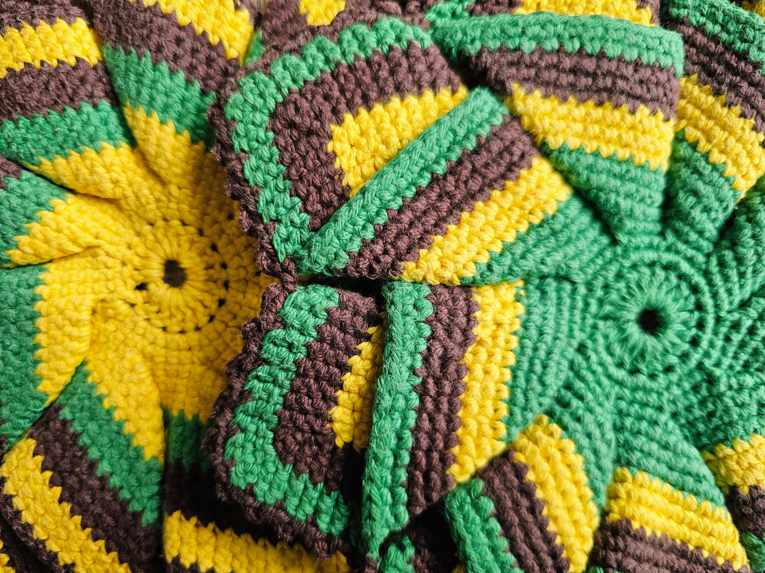 Gehaakte pannenlappen groen geel