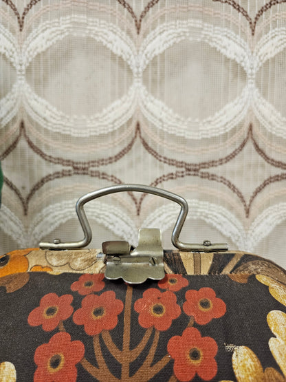 Vintage theebeurs met knip bruine bladeren