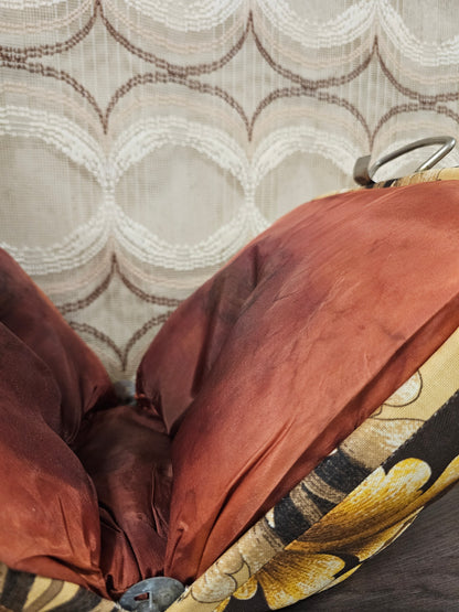 Vintage theebeurs met knip bruine bladeren