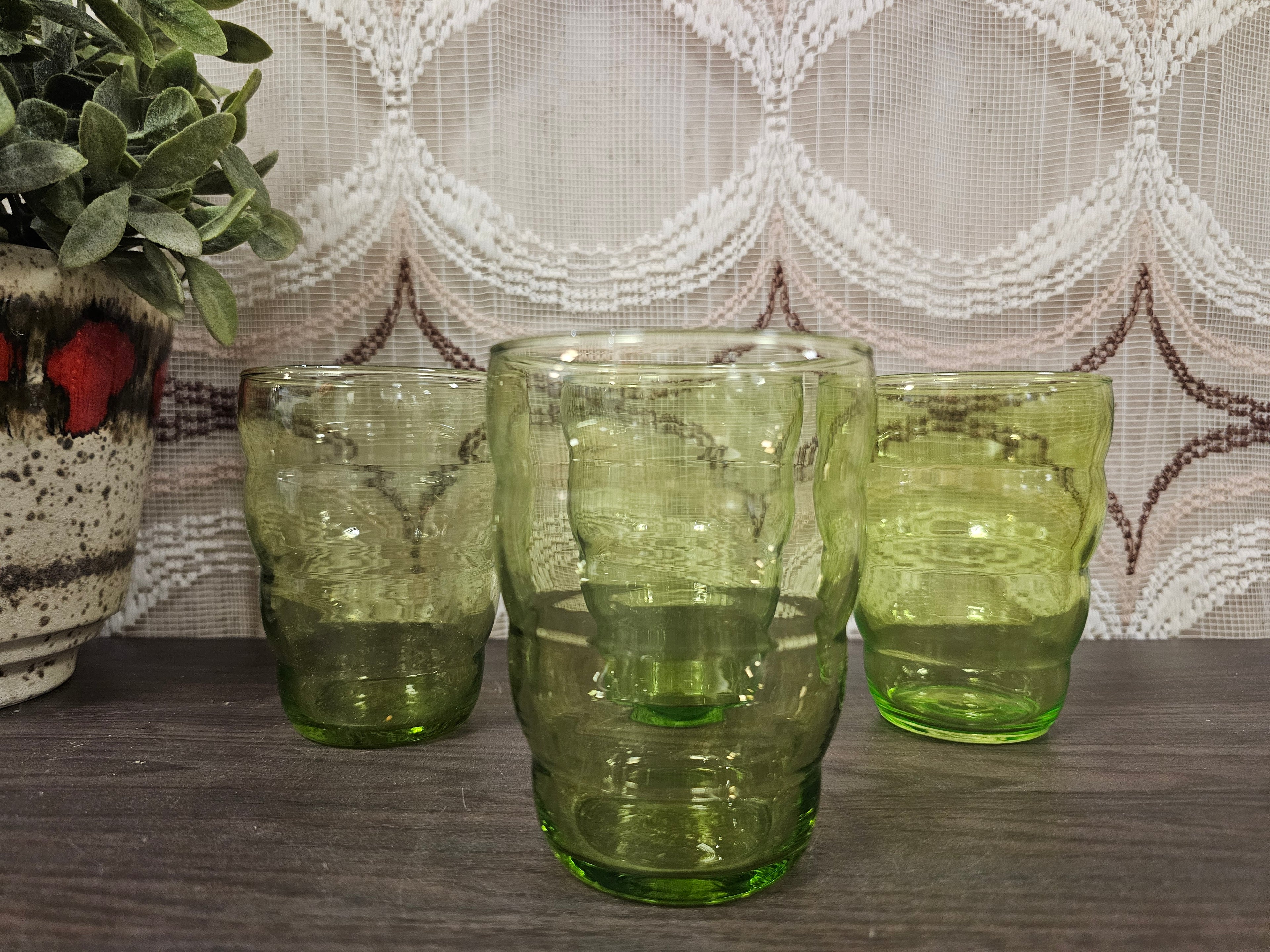 Ikea Skoja retro groene glazen set van 4