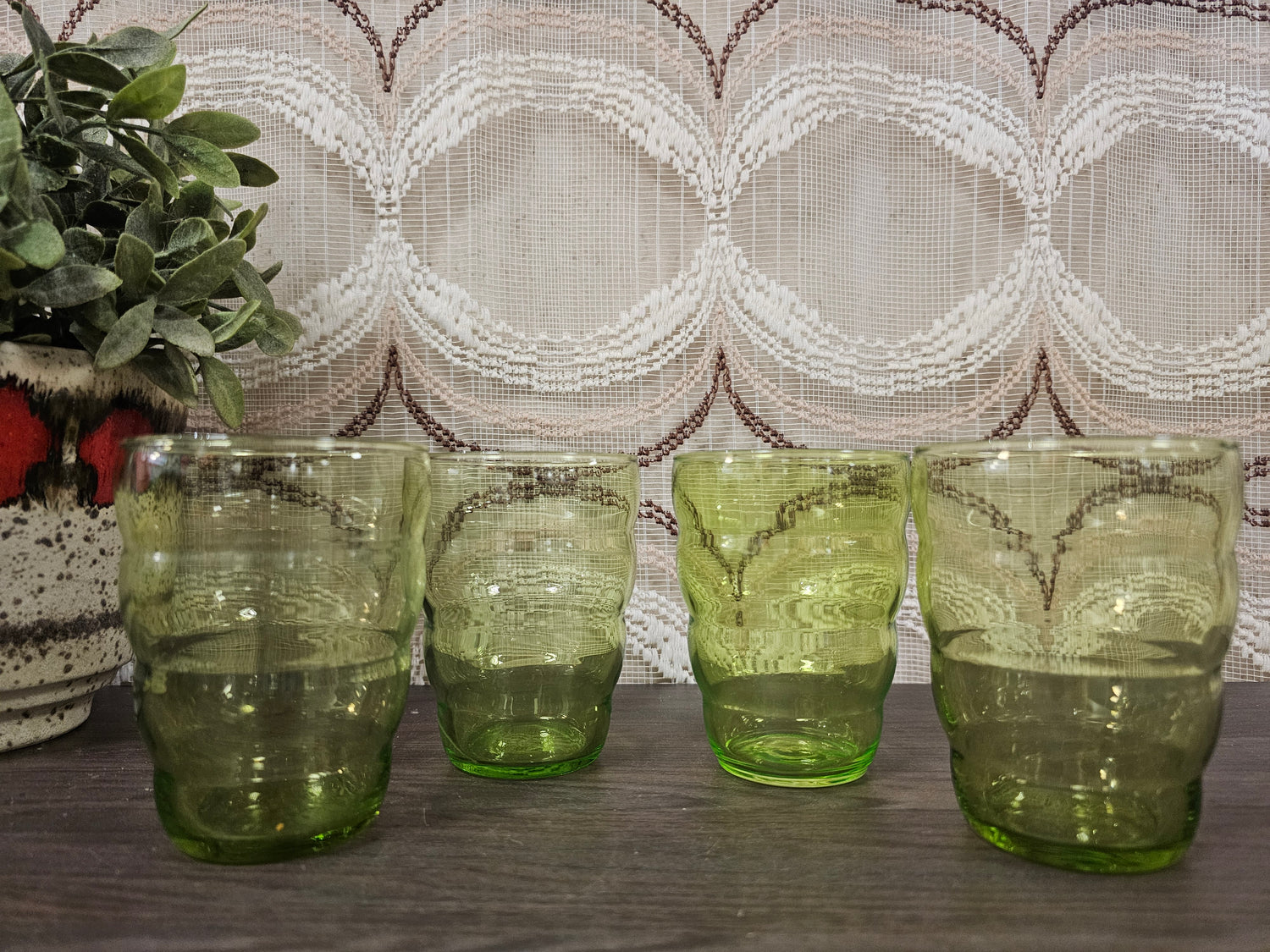 Ikea Skoja retro groene glazen set van 4