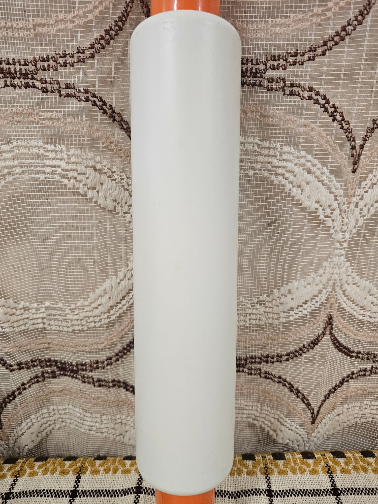 Tupperware deegroller wit | Oranje handvatten | Vulbaar met water | 46 cm